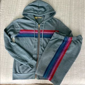 Aviator Nation 5 stripe set- hoodie and sweatpants- excellent condition!